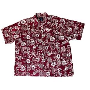 Duck Head Apparel Company Red Floral Hawaiian Shirt Mens 1XL Button Up Short Slv